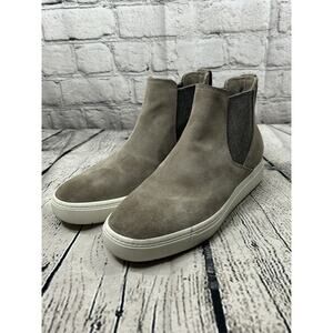 Vince The Newlyn Chelsea High Top Suede Bootie Sneaker Greystone Slip-On Sz 5.5